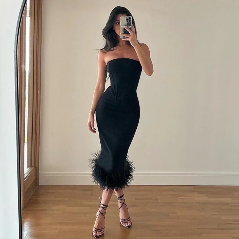 house of cb black strapless dress Black A-Line One-Shoulder Appliques Tulle Long Prom Dresses main image 0